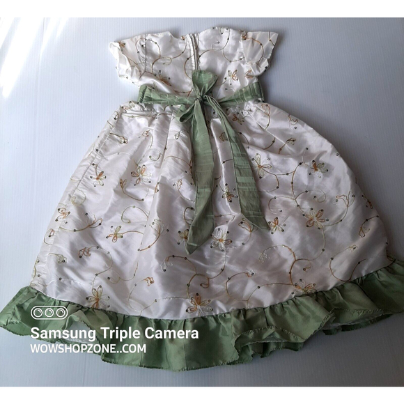 Vintage Tip Top USA Kids Girls 6 Dress Ivy Sage 9202 Embroidered Sequins Ruffles - Picture 6 of 10